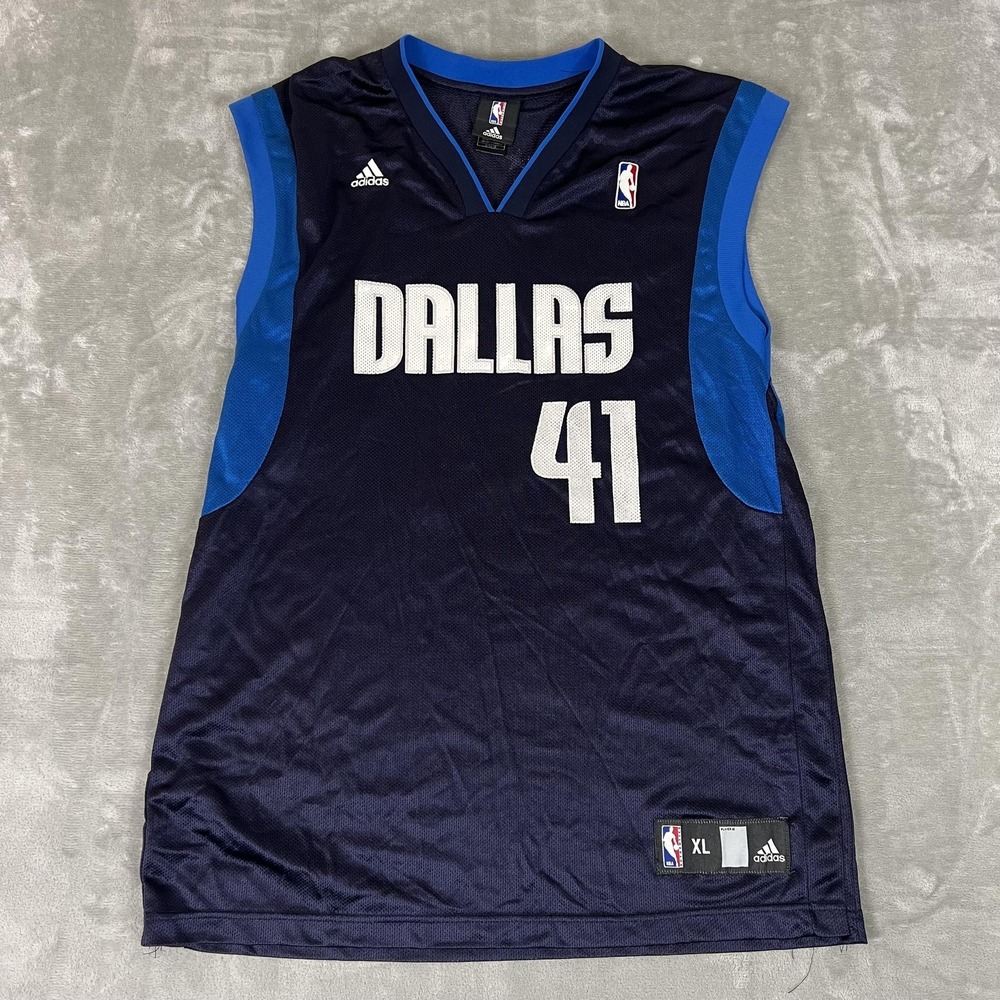 Dallas Mavericks Jersey Mens XL Navy Blue NBA Basketball Nowitzki 41 Adidas